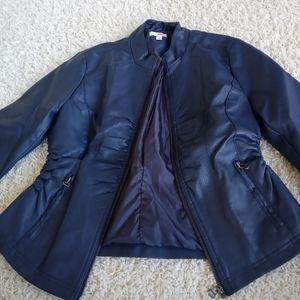 Bongo Navy Blue Pleather Jacket